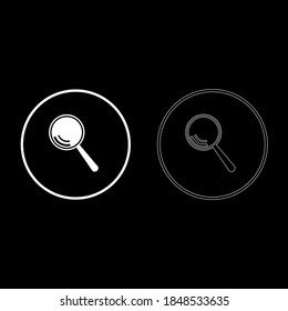 Vector drawing magnifier, magnifying glass, silhouette and contour color white