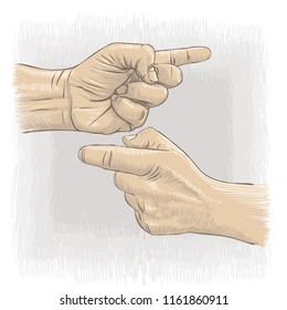 Vector drawing of male hands