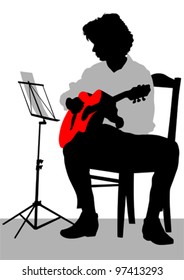 Vector drawing of a man with an acoustic guitar