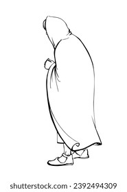 Vector drawing. Man in ancient clothes