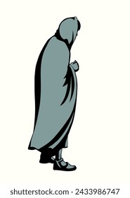 Vector drawing. Man in ancient clothes