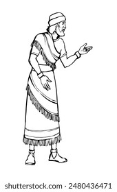 Dibujo de Vector. Hombre con vestido antiguo
