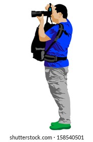 Vector drawing man with a camera