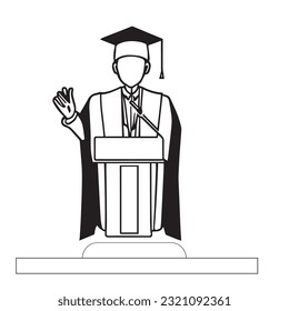 Vector drawing man celebrating school graduation undergraduate education concept illustration