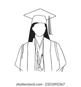Vector drawing man celebrating school graduation undergraduate education concept illustration
