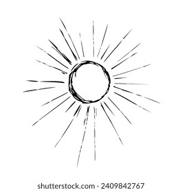 Vector drawing. A man in the desert sees a mirage