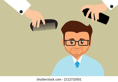 
vector drawing of a man getting a haircut in the minimalist style. Ideal to use to express ideas in exhibitions, posters, wallpapers, cards and others.
