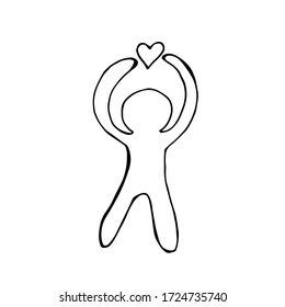 Vector drawing man with a heart.
Illustration.