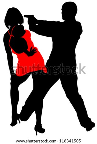 Vector drawing of a man in a suit with a gun