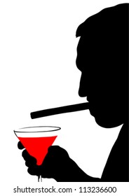 Dibujo vectorial de un hombre con un puro blanco