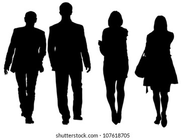 Vector drawing of a man and a woman walking