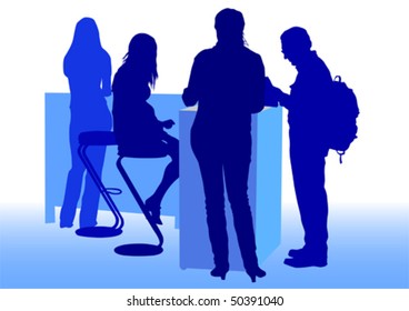Vector drawing man and women from office. Images workplace employment office