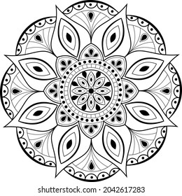 Vector drawing of a mandala. Vintage decorative element. A hand-drawn background.Islam, Arab, Indian.Ottoman motives. Ideal for printing on fabric or paper.Beautiful mandala.