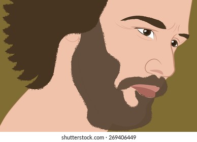 vector drawing of the man's face half-turned