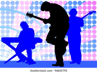 Vector drawing mans with guitar and keyboards