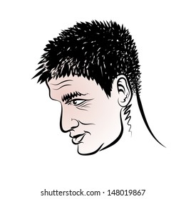 Vector drawing of a man's head in a profile.