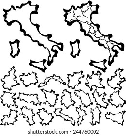 Vector drawing map of Italia.