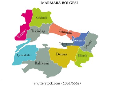 Vector Drawing Map Turkey Marmara Region Stock Vector (royalty Free 