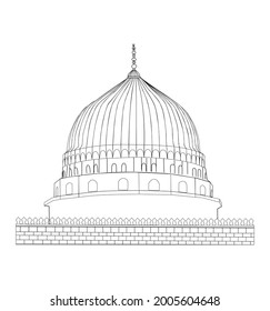 Vector Drawing Masjid Prophetic Green Dome Stock Vector (Royalty Free ...