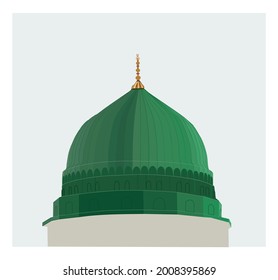 vector drawing of masjid prophetic green dome