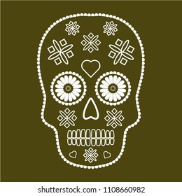 Vector drawing mask. Skull mask gothic, color white flat style