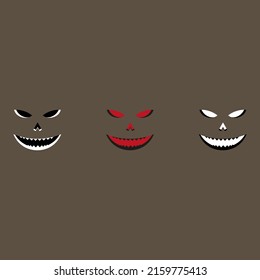 Vector drawing mask toothy smile pumpkin, flat style