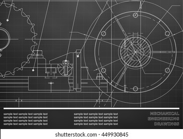 Vector Drawing Mechanical Drawings Engineering Background Stock Vector 