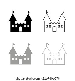Vector drawing of a medieval castle,  black and gray color