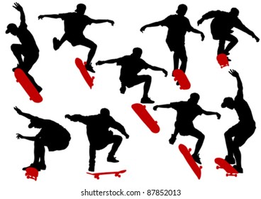 Vector drawing men on skateboards