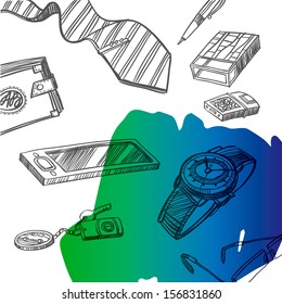 Vector drawing men's accessories