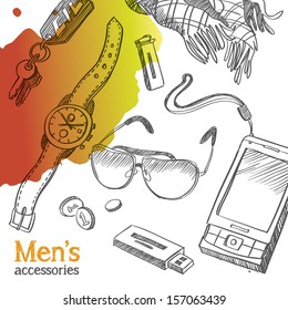 Vector drawing men's accessories