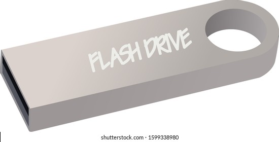 Vector drawing metal flash drive
