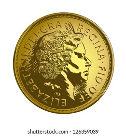 Vector Drawing Of Metal Pound Coin.