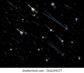 Vector Drawing Meteor Storm On Dark Stock Vector (Royalty Free ...