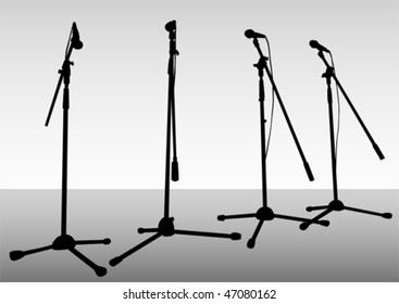 Vector drawing of microphones on theatrical stage