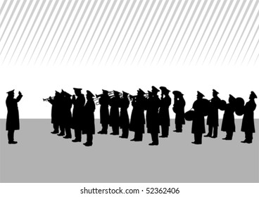 Vector drawing of a military band on parade