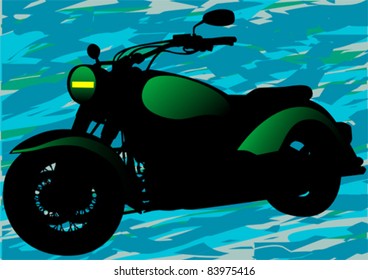 Vector drawing a  military motorcycle