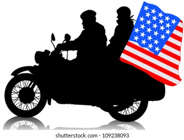 Vector drawing a military retro motorcycle