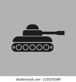 Vector drawing of a military tank, silhouette color black
