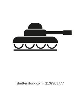 Vector drawing of a military tank, silhouette color black