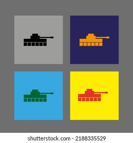 Vector Drawing Of A Military Tank, Silhouette Colorful Flat Style