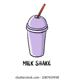 vector drawing milkshake, doodle food element, hand drawn illustration