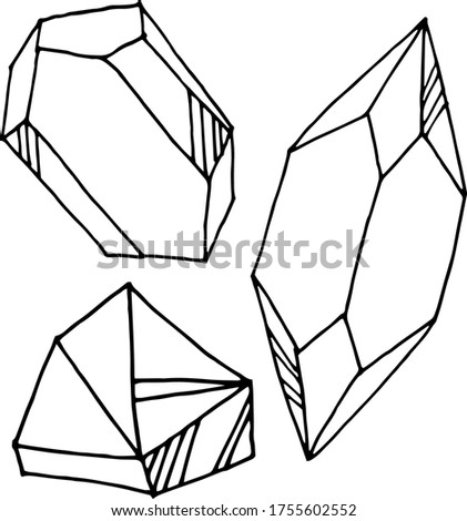Vector drawing of minerals and precious stones. Crystals. Nature. Sketch, illustration. decorative