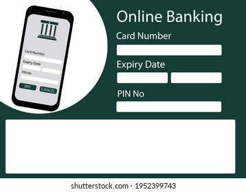 Dibujo vectorial de un teléfono móvil. Pantalla de registro de datos bancarios en línea