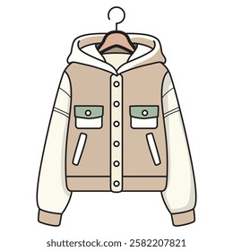 A vector drawing of a modern light jacket with a sleek and stylish design. 