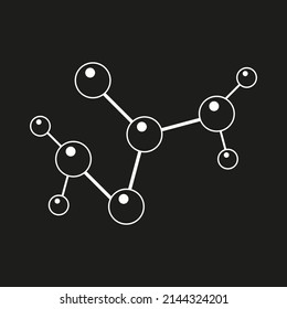 Vector drawing of a molecule. Molecule chain icon, color white flat style