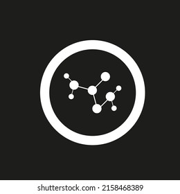 Vector drawing of a molecule. Molecule chain icon, color white flat style
