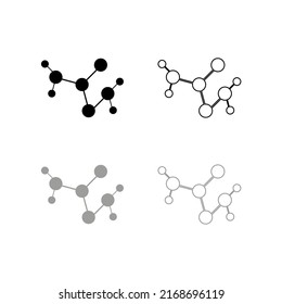 Vector drawing of a molecule. Molecule chain icon, color black and gray flat style
