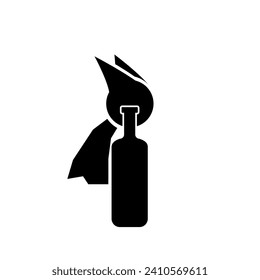 Vector drawing molotov cocktail, color black flat style