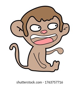  Vector drawing monkey scary on a white background